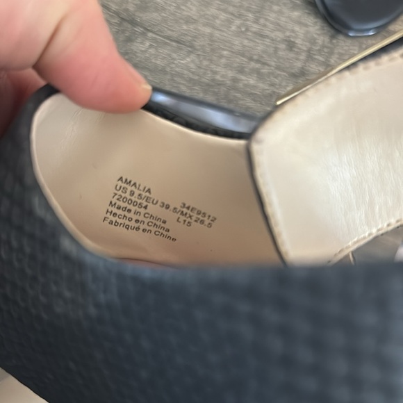 Calvin Klein NEW Black Matte and Snake Print Heels with Gold Buckle - Picture 6 of 9